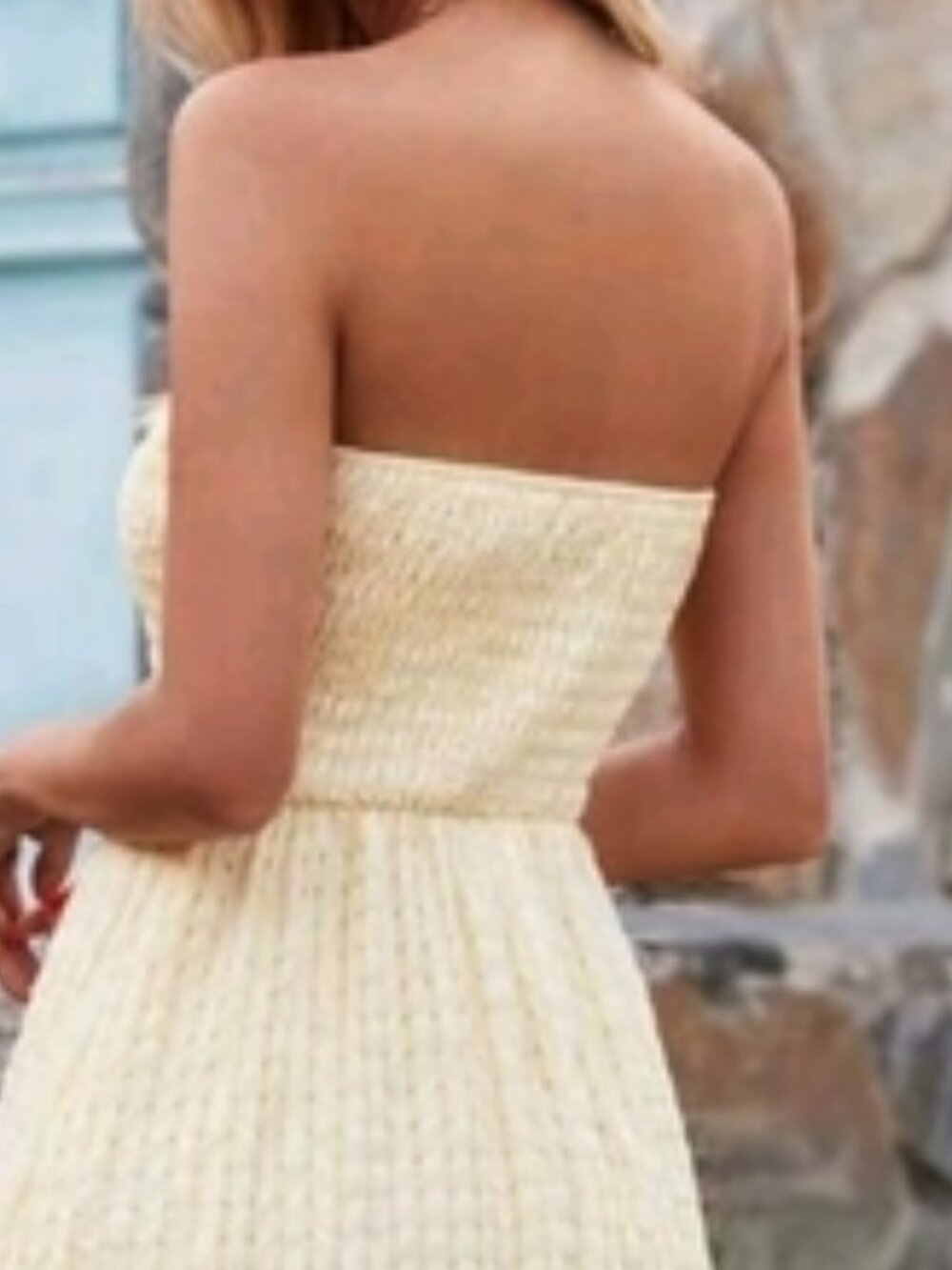 Strapless Long Dress Yello white